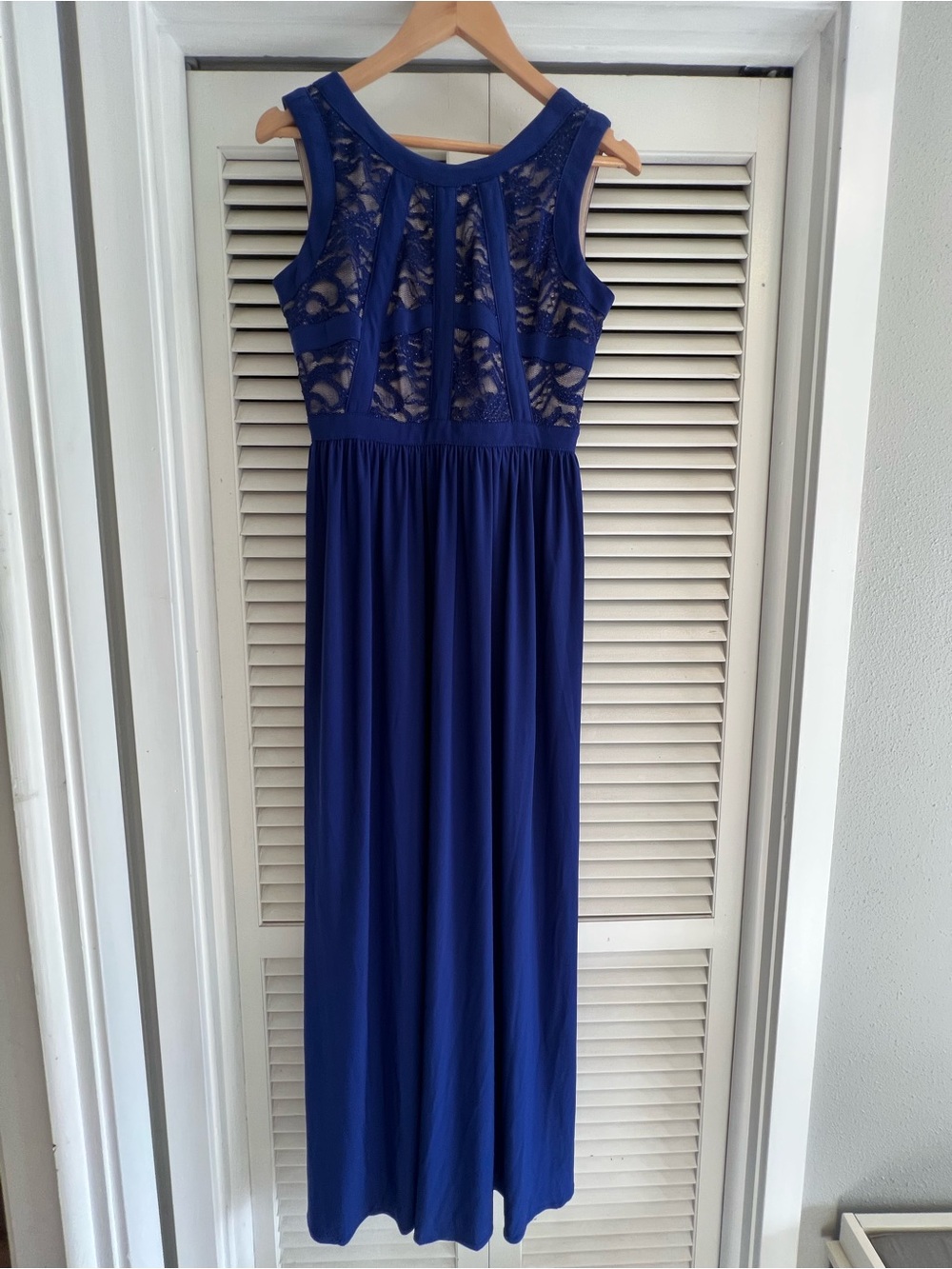 R&M Richards Royal Blue Lace Bodice Maxi Dress size 6P